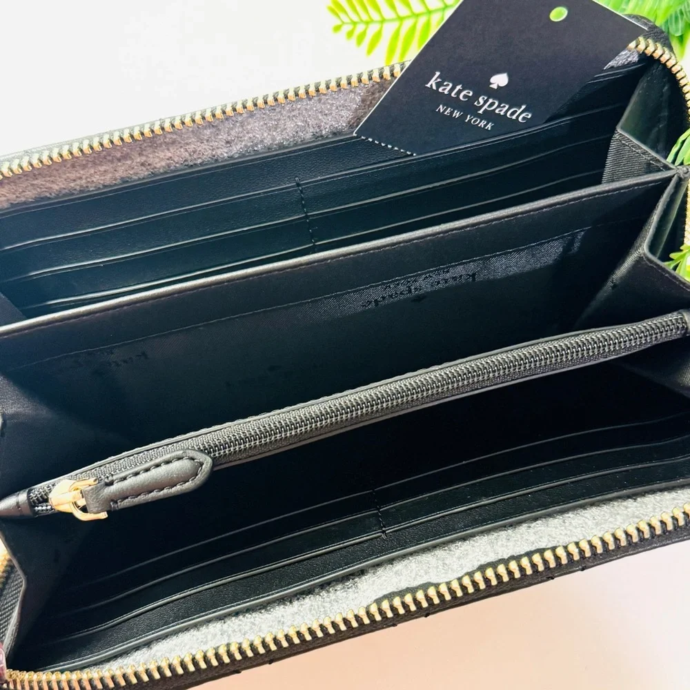 Kate Spade Quilted Black Leather Zip Around Wallet NWT - Picture 11 of 16